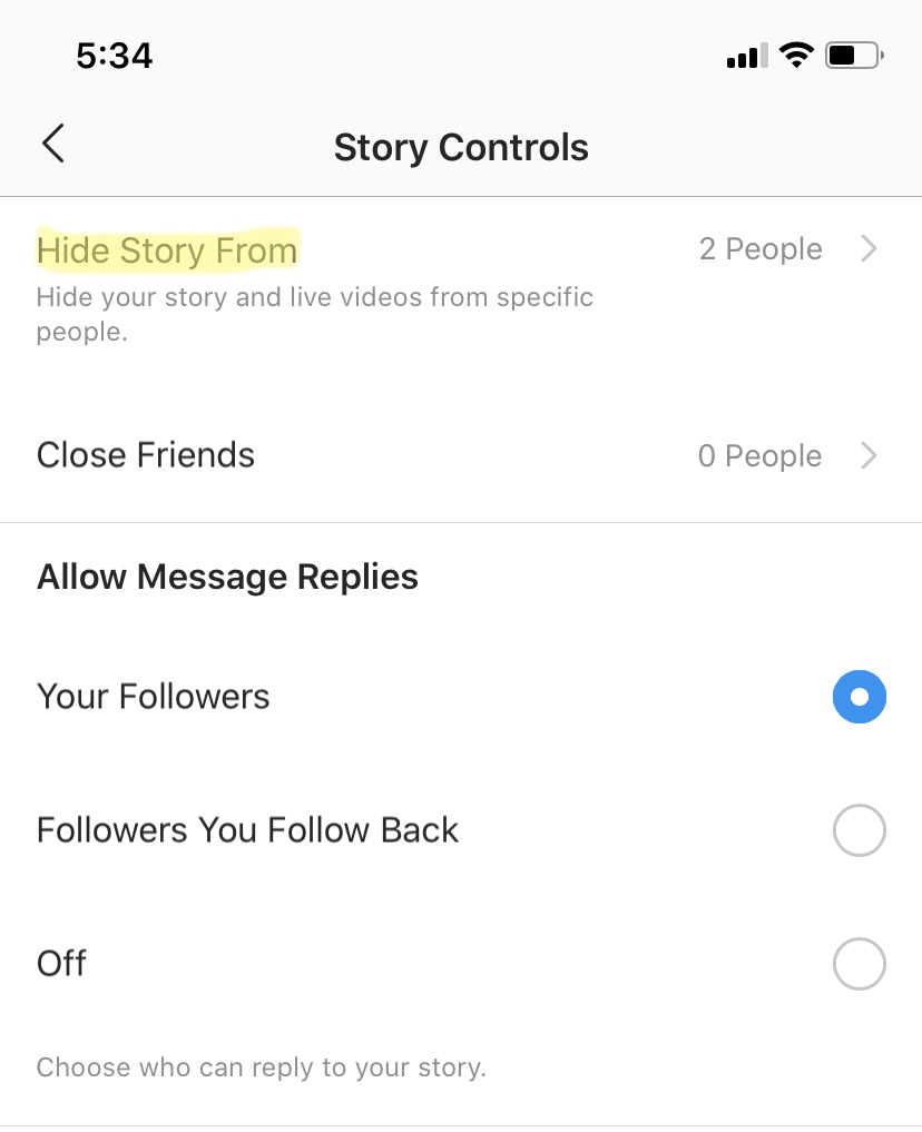 hide your instagram stories