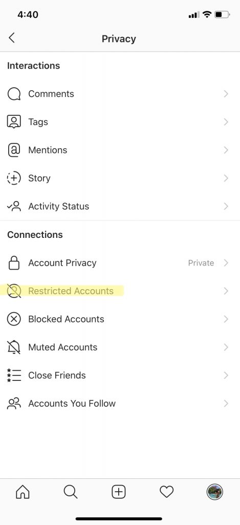 restrict or unrestrict someone on instagram
